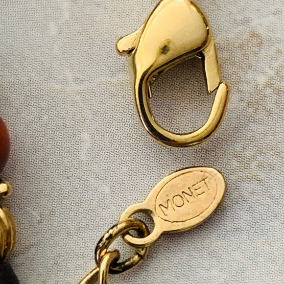 Monet Gold and Brown Beaded Necklace - Picture 4 of 5